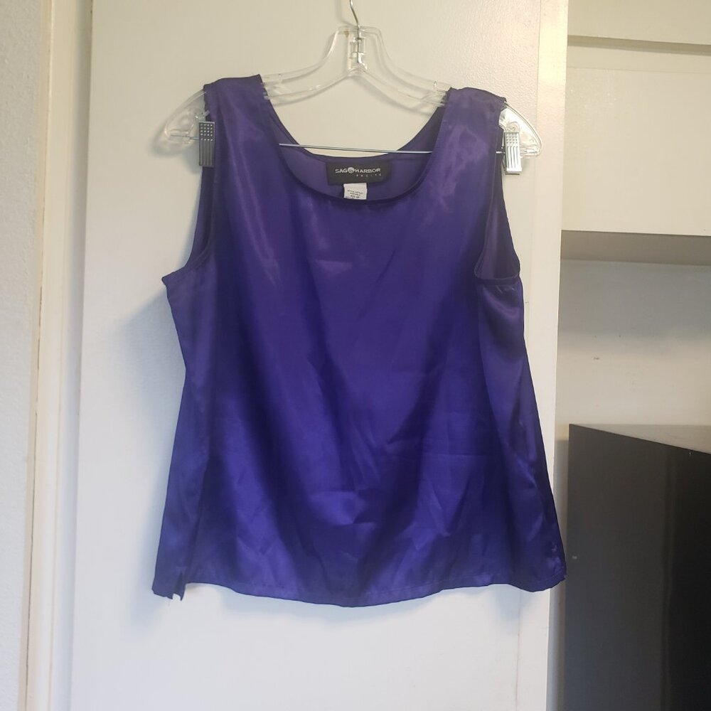 Sag Harbor Purple Shiny Tank Top Size 12P